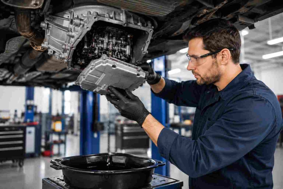 Transmission repair Dubai specialist diagnosing a gearbox at FIXGO Al Quoz